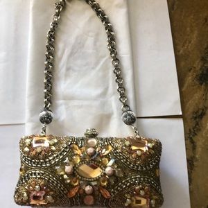 Mary Frances clutch with chain handle